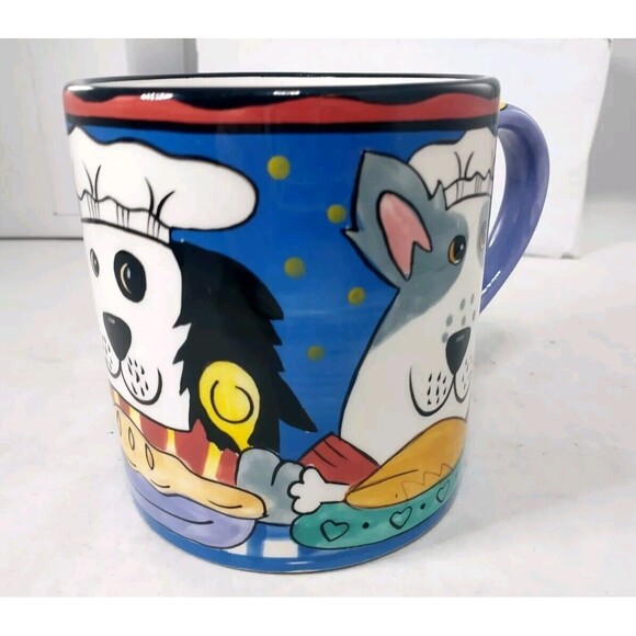 2002 DOGZILLA CANDACE REITER DESIGNS HAND PAINTED COFFEE CUP MUG DOG PUP VINTAGE - Picture 2 of 13